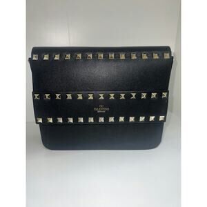 Valentino Garavani Black Leather Rockstud Shoulder Bag